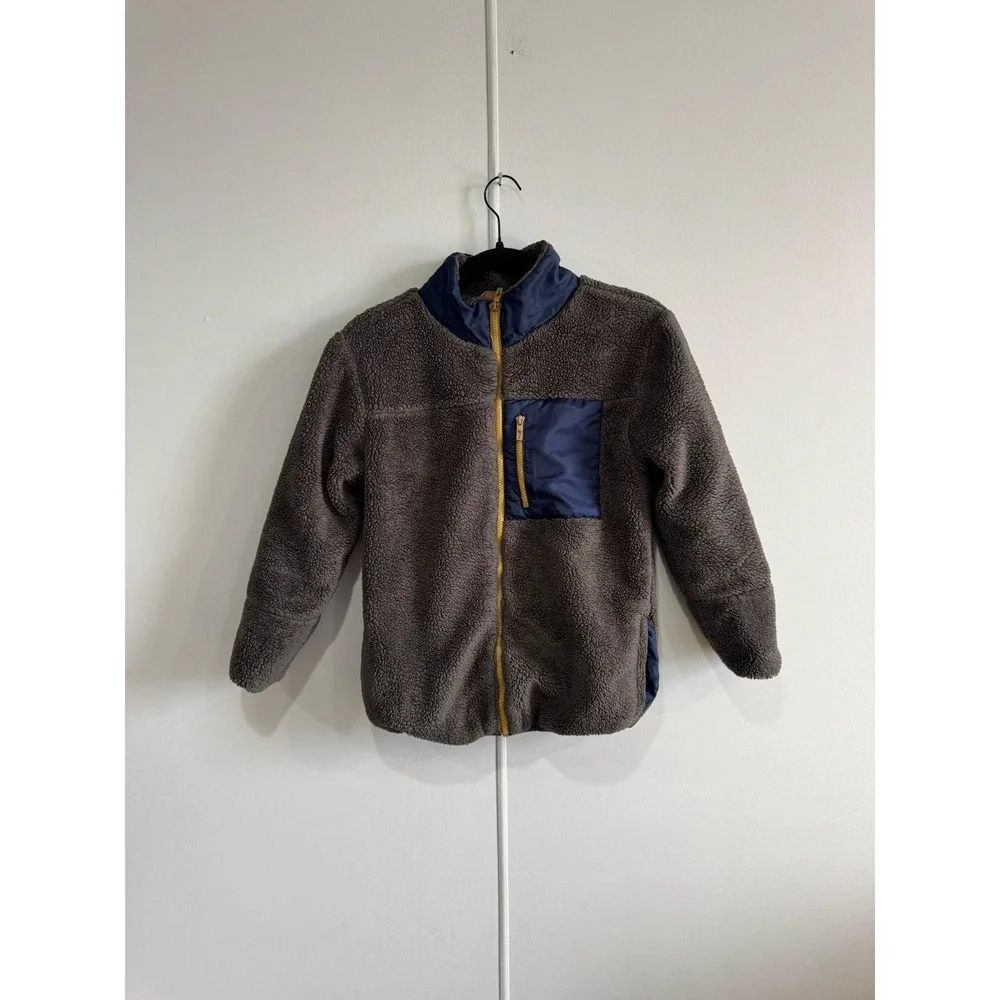 Tommy Bahama Fleece Jacket Youth Large 10/12 Gray Sherpa Full Zip Winter Warm‎